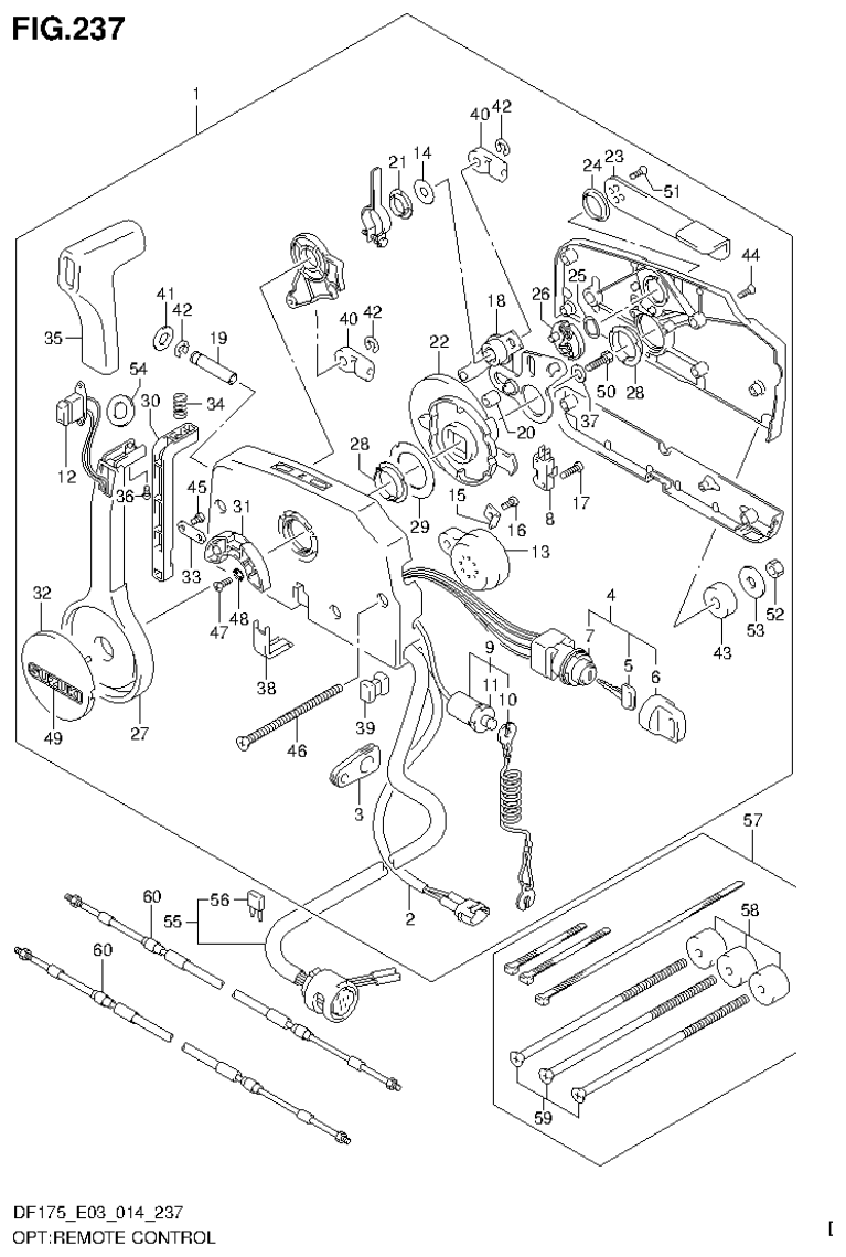Suzuki DF175ZG OPT:REMOTE CONTROL (DF175T E03) parts diagram